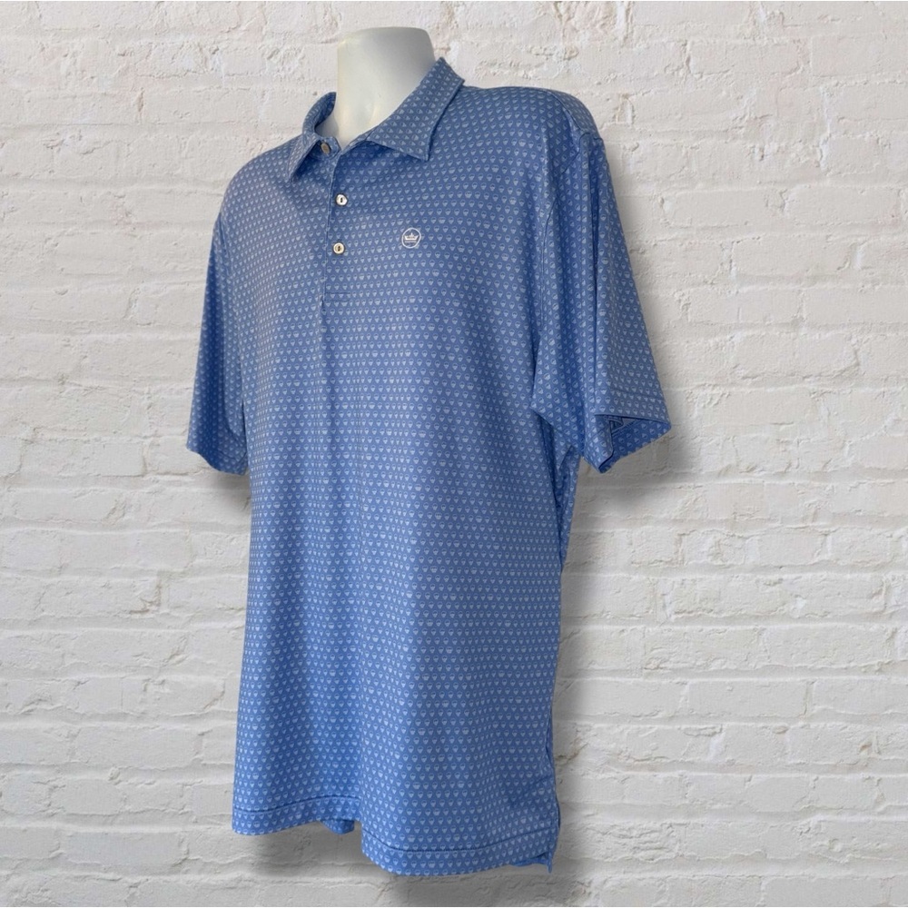 Peter Millar Summer Comfort Polo - XL Blue Skull Print Performance Golf Stretch